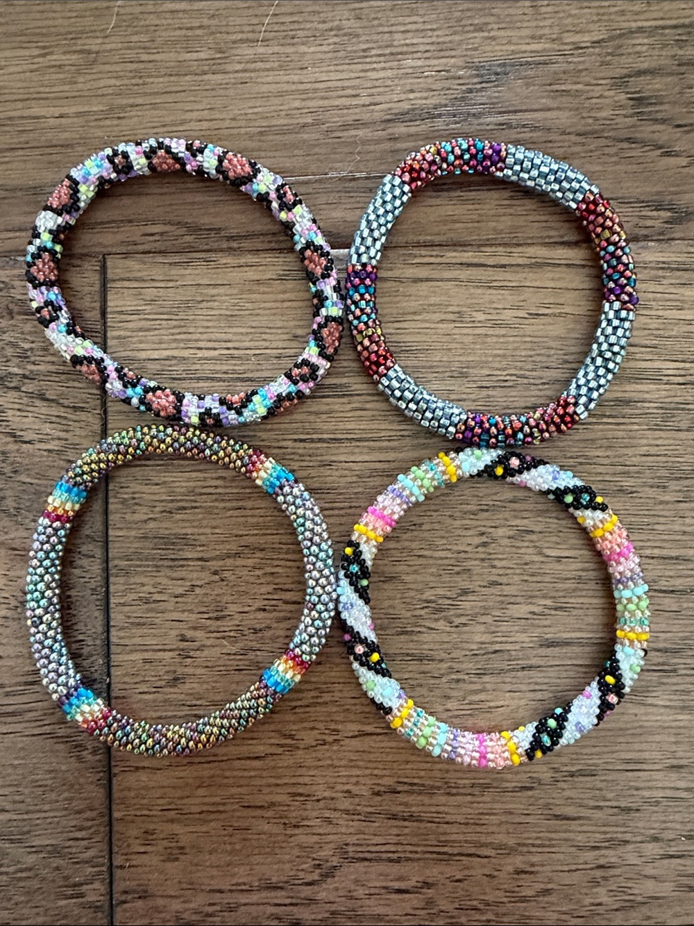 LILY AND LAURA Multicolor Beaded Bracelet Set - Pink, Blue, Yellow, Black, Green - Picture 2 of 2